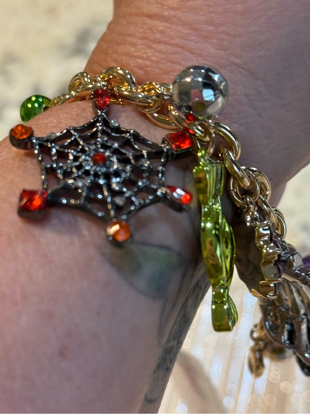 NEW Betsey Johnson Halloween CHARM BRACELET (Spider, Pumpkin, Spiderweb, Candy) - Picture 11 of 11